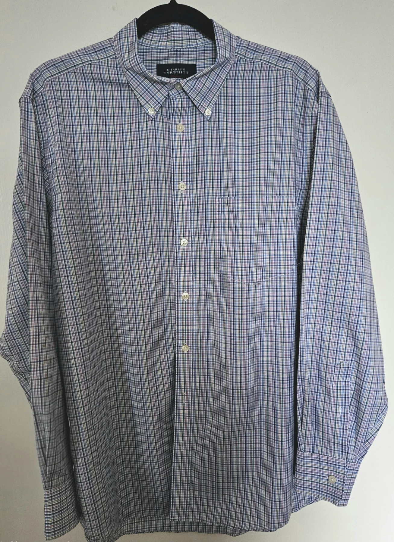 Charles Tyrwhitt Mens Large L Non Iron Classic Fit Shirt Multi Check Weekend