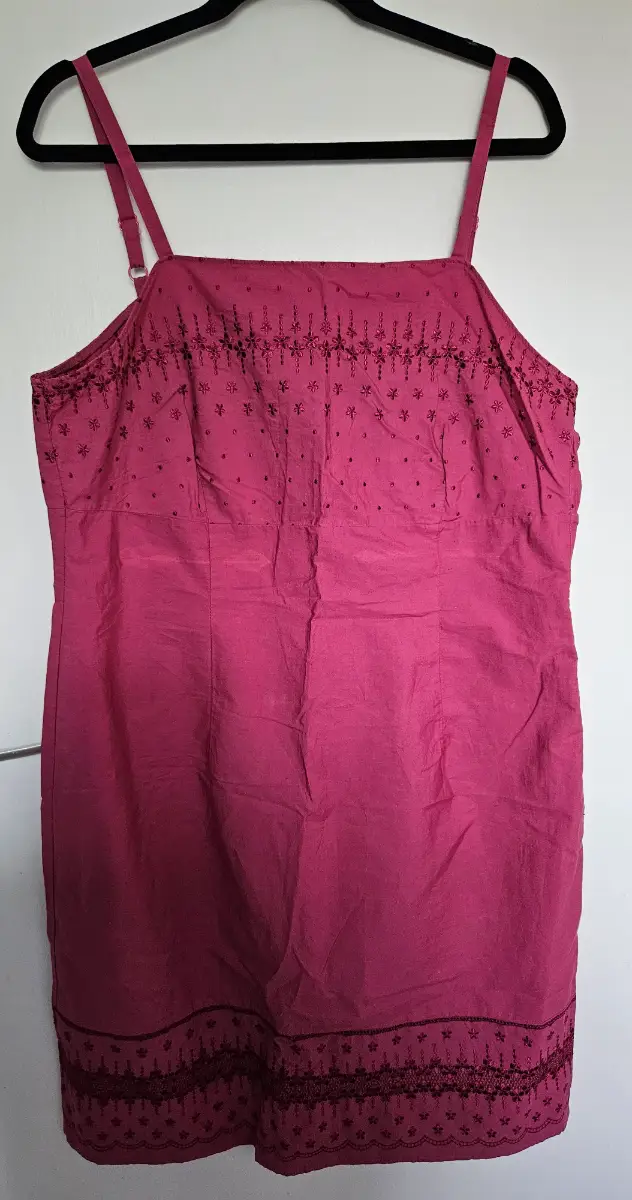 Vintage St Michael Marks & Spencer Pink Embroidered Cotton Sun Dress UK 18