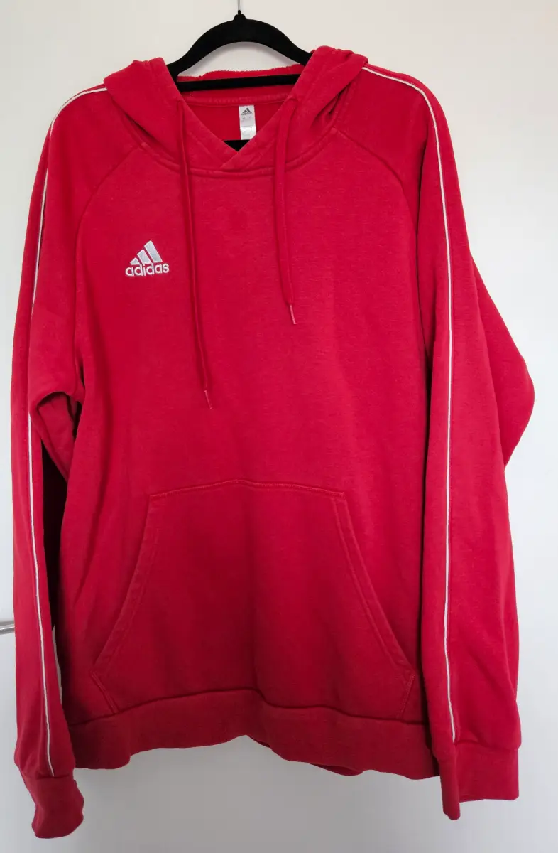 Adidas Men's Red Embroidered Logo Pullover Hoodie Size L