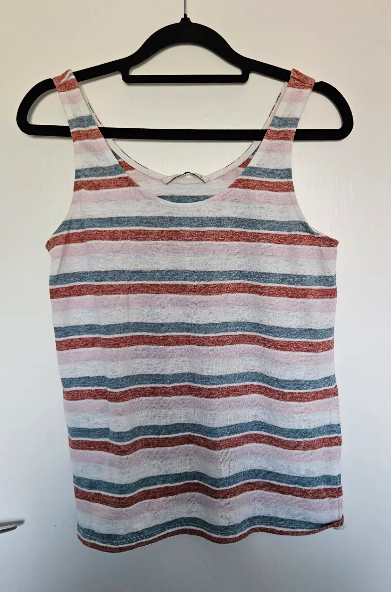 Tu Woman Pastel Multi Stripe Knit Vest Top - Size UK 10