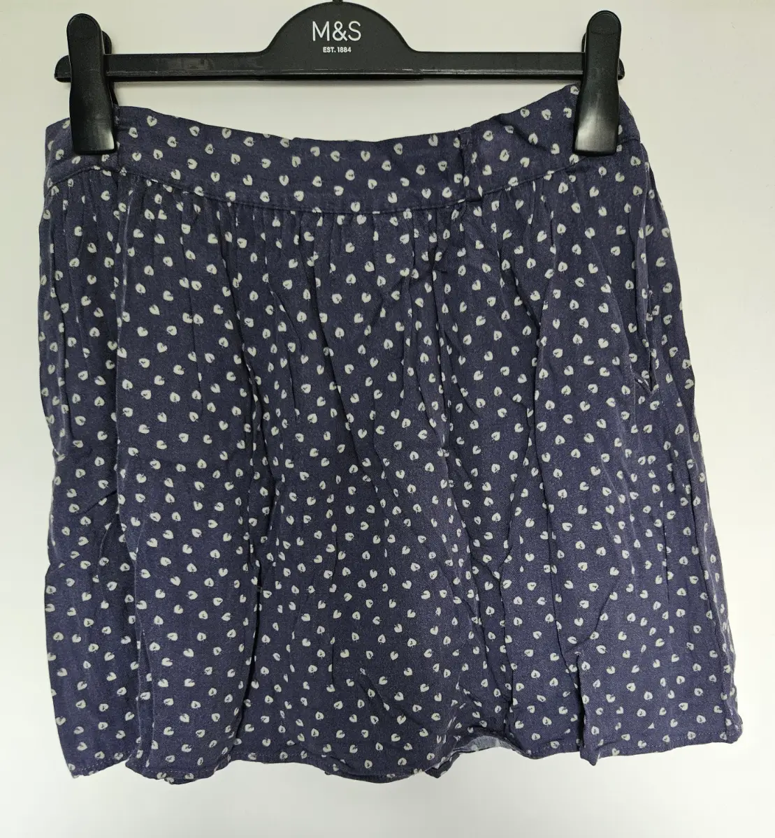 M&S Indigo Collection Slate Blue Ditsy Heart Print Skirt With Pockets Size UK 14