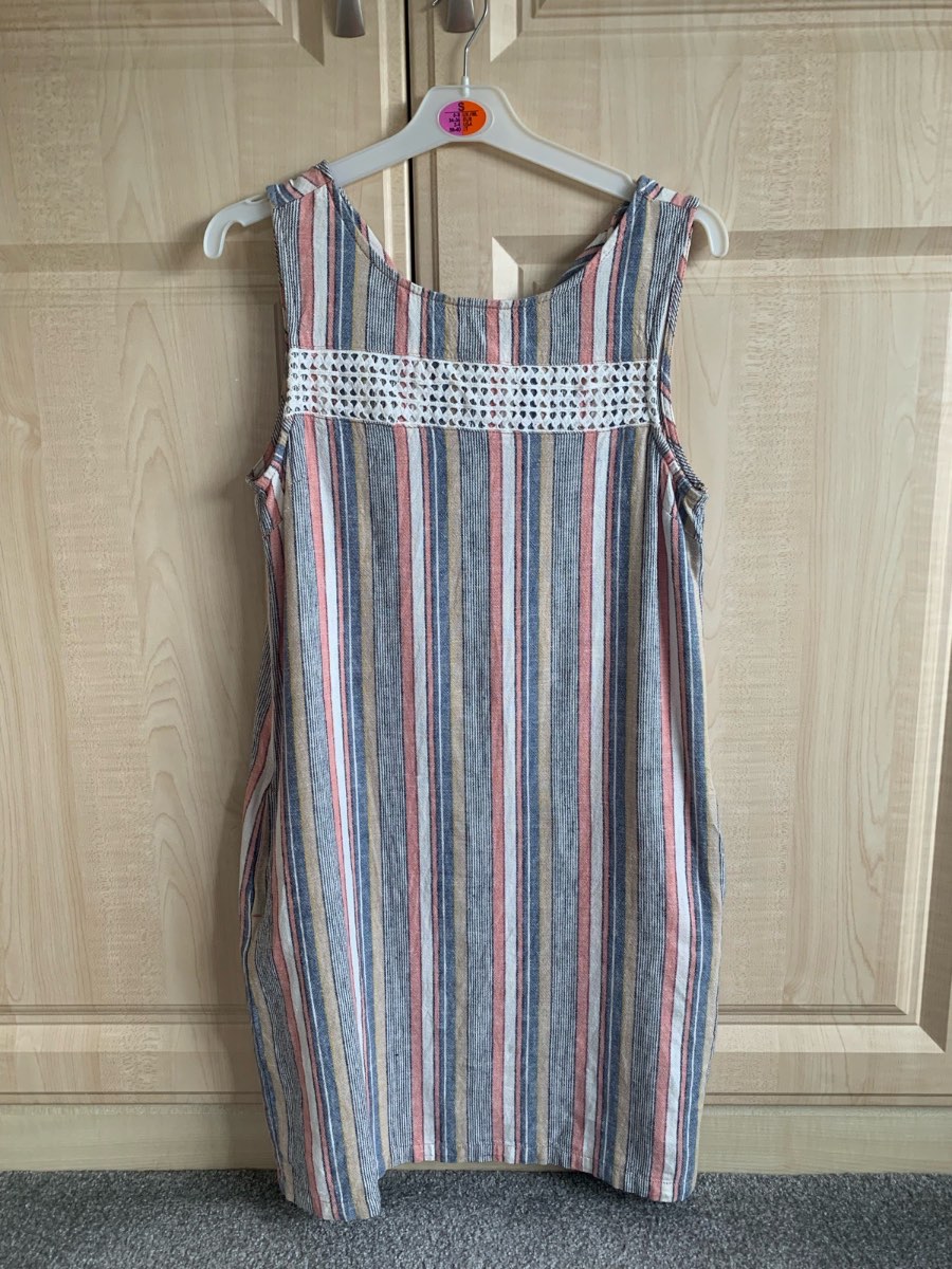 Next linen blend striped shift dress.Size 8