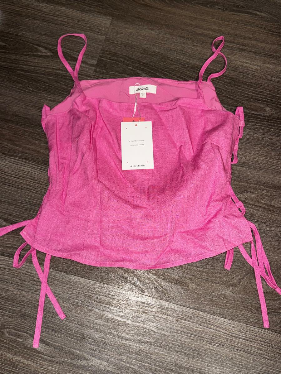 Pink Top Tie Side Crop Top - size UK10 - new with tags