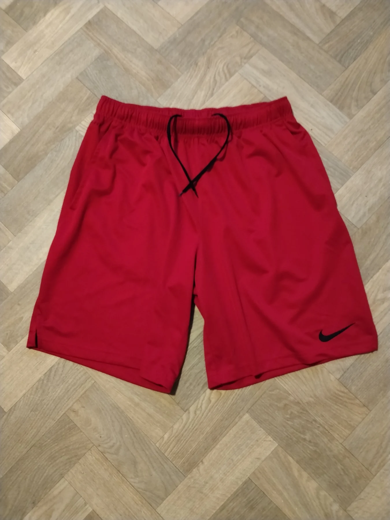 Nike Dri Fit Vibrant Red Logo Print Shorts XL