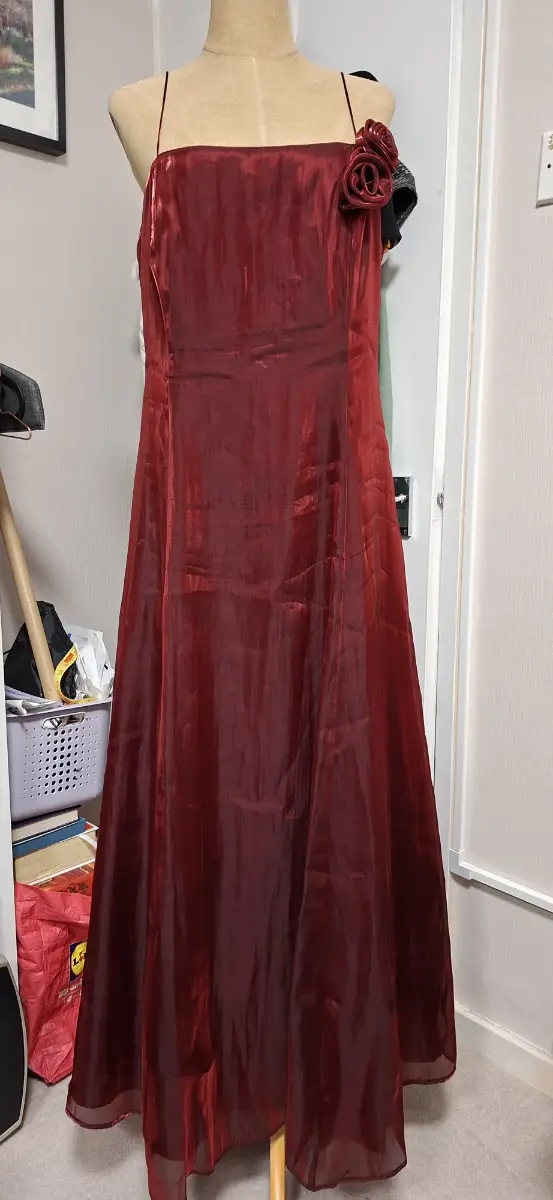 Deep red evening gown, size 16 from Debut