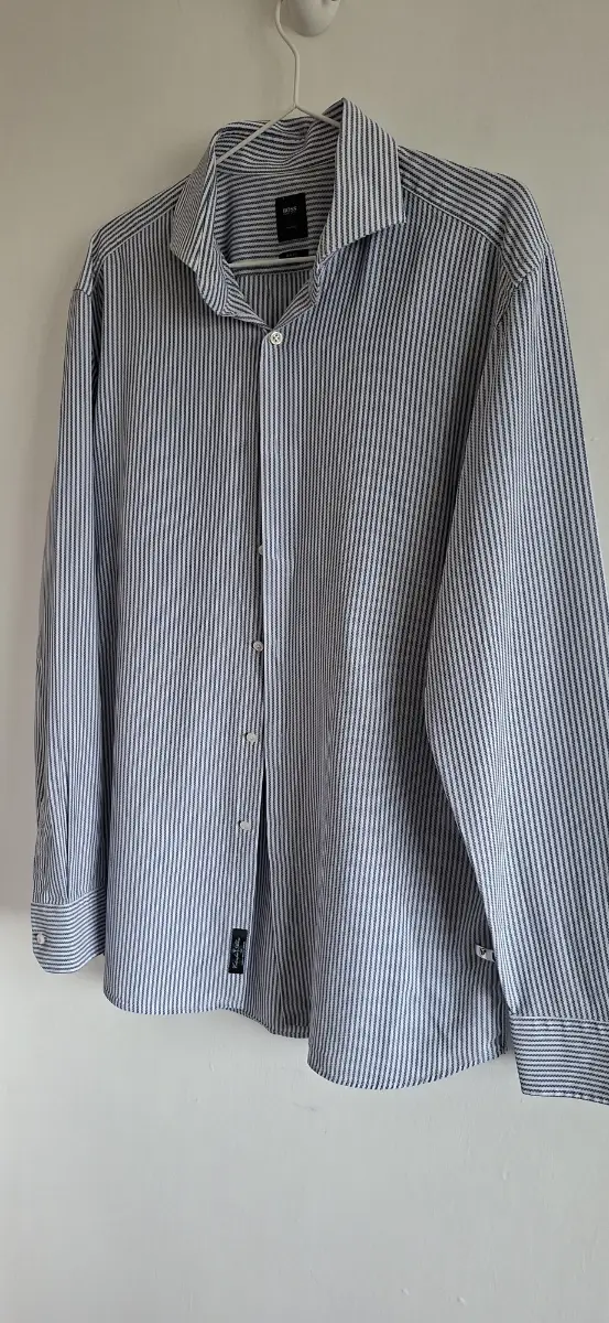 Boss blue and white long sleeved shirt, xxl