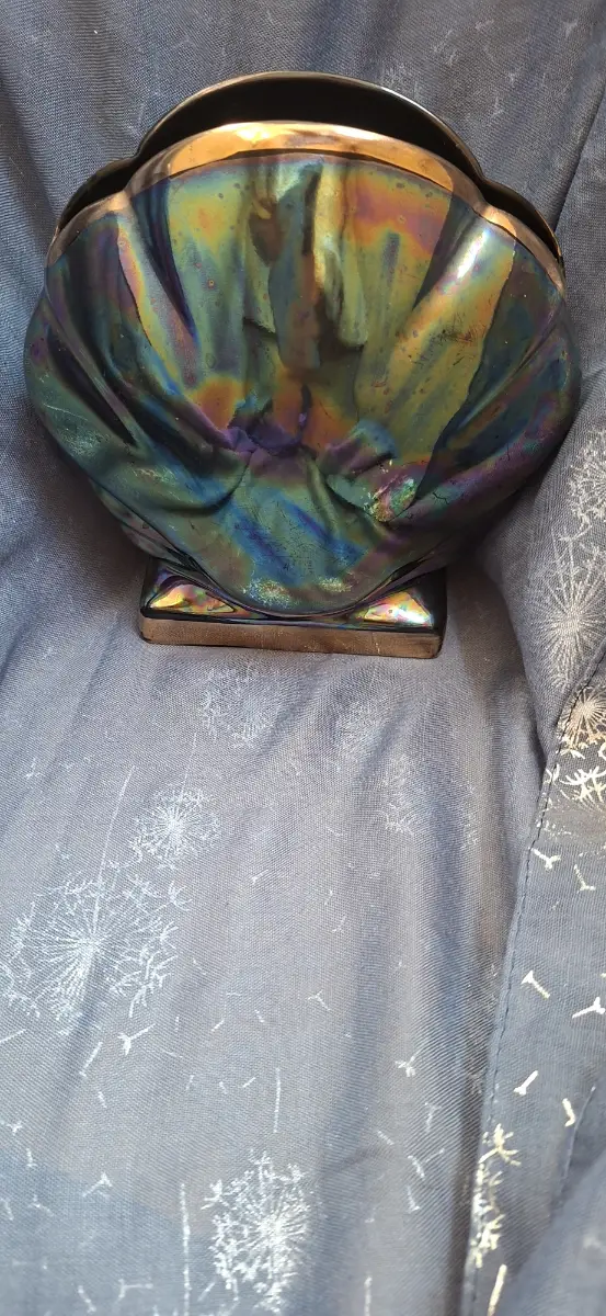 Lovely black lustre shell vase
