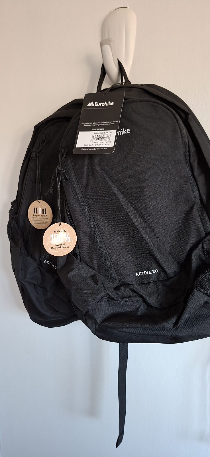 2 x eurohike backpacks, black, 20l