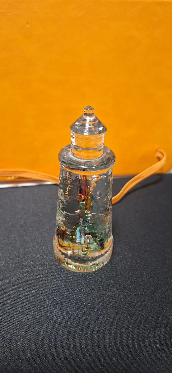 Handmade glass lighthouse paperweight or ornament