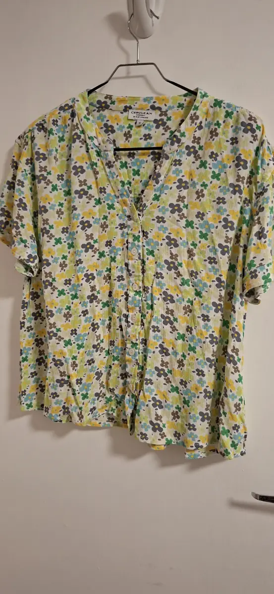 cerulean top with flowers size 16 no iron!