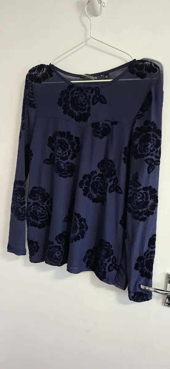 Dorothy Perkins blue mesh and flock top size 16