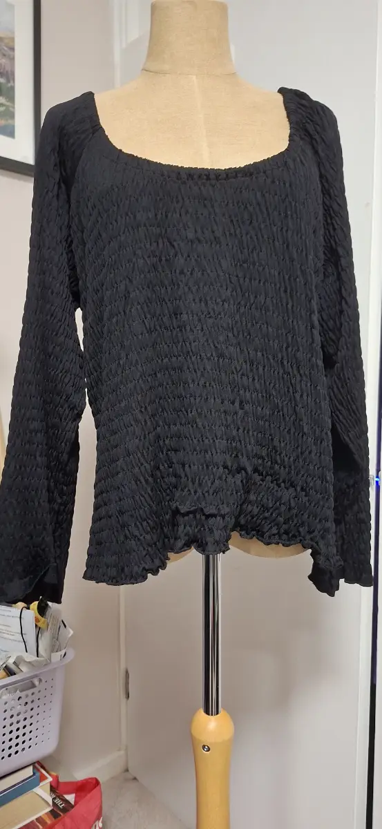 Monsoon black ruched top size 18