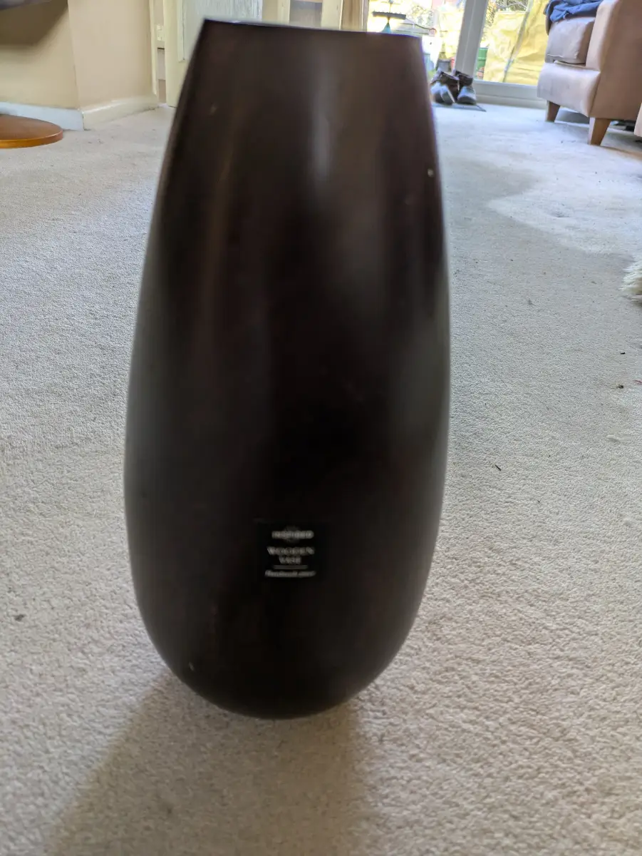 Beautiful handmade wooden vase. 31cm tall.
