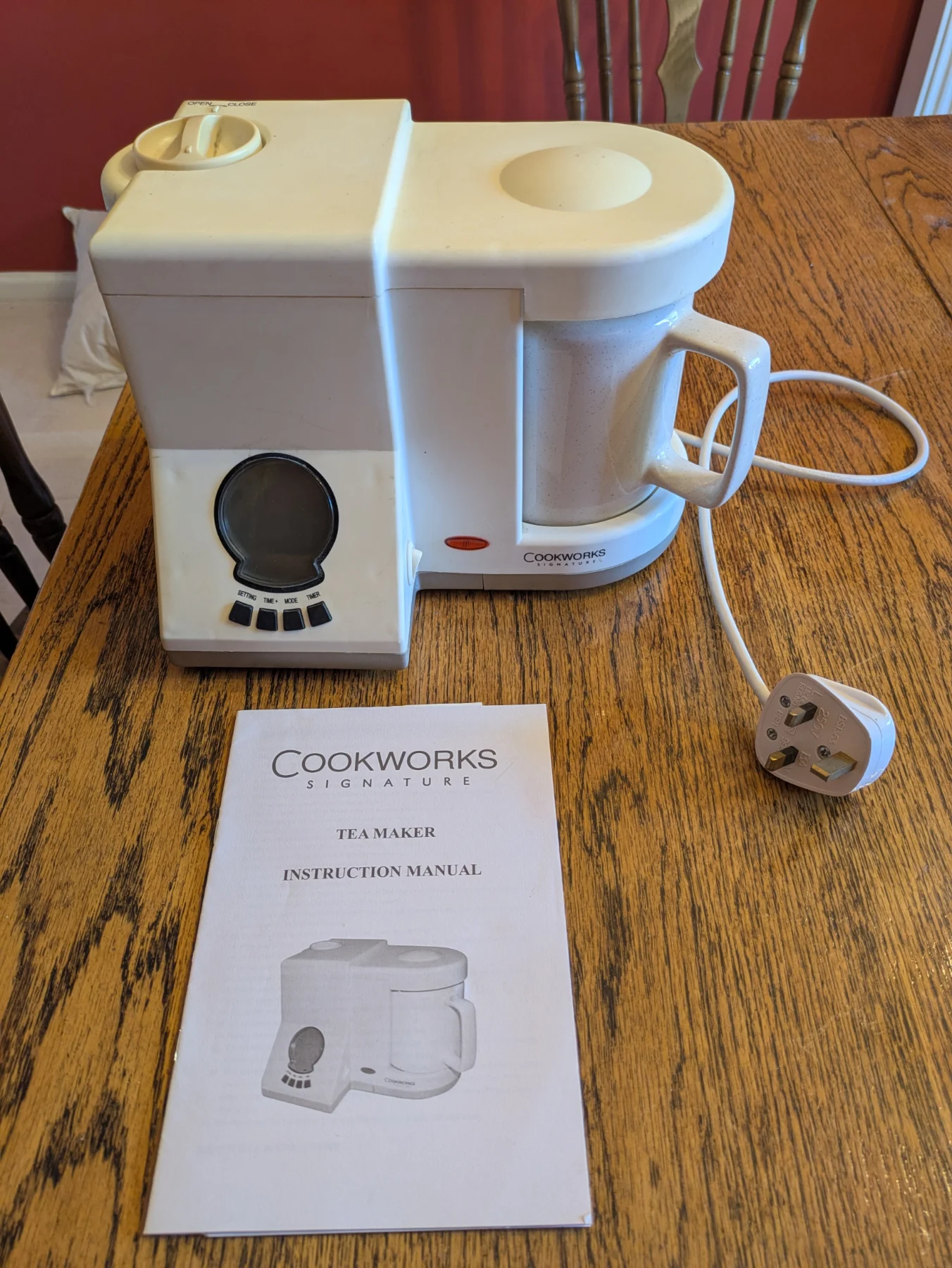 Cookworks signature teasmade tea maker with instructions.