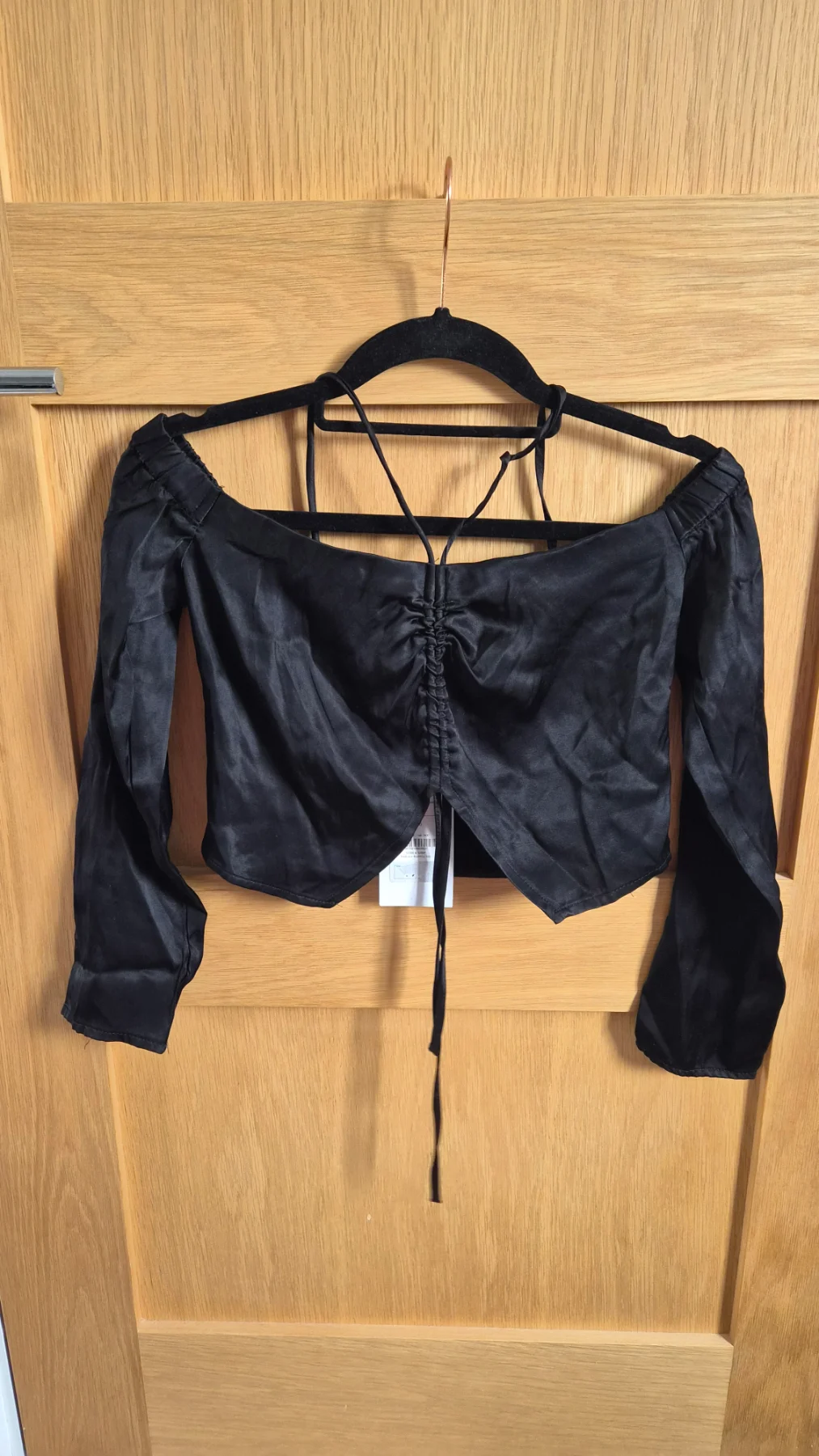 Bershka black satin crop top size small