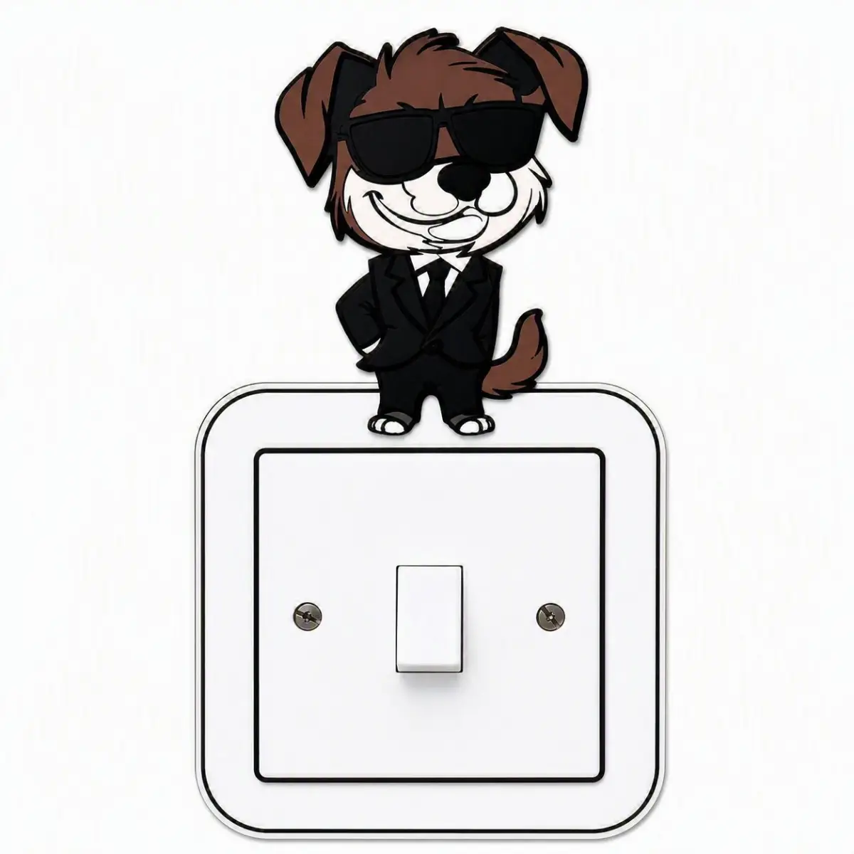 Cool Dude Dog Wooden Light Switch Cover – Handmade Kids Bedroom Wall Decor