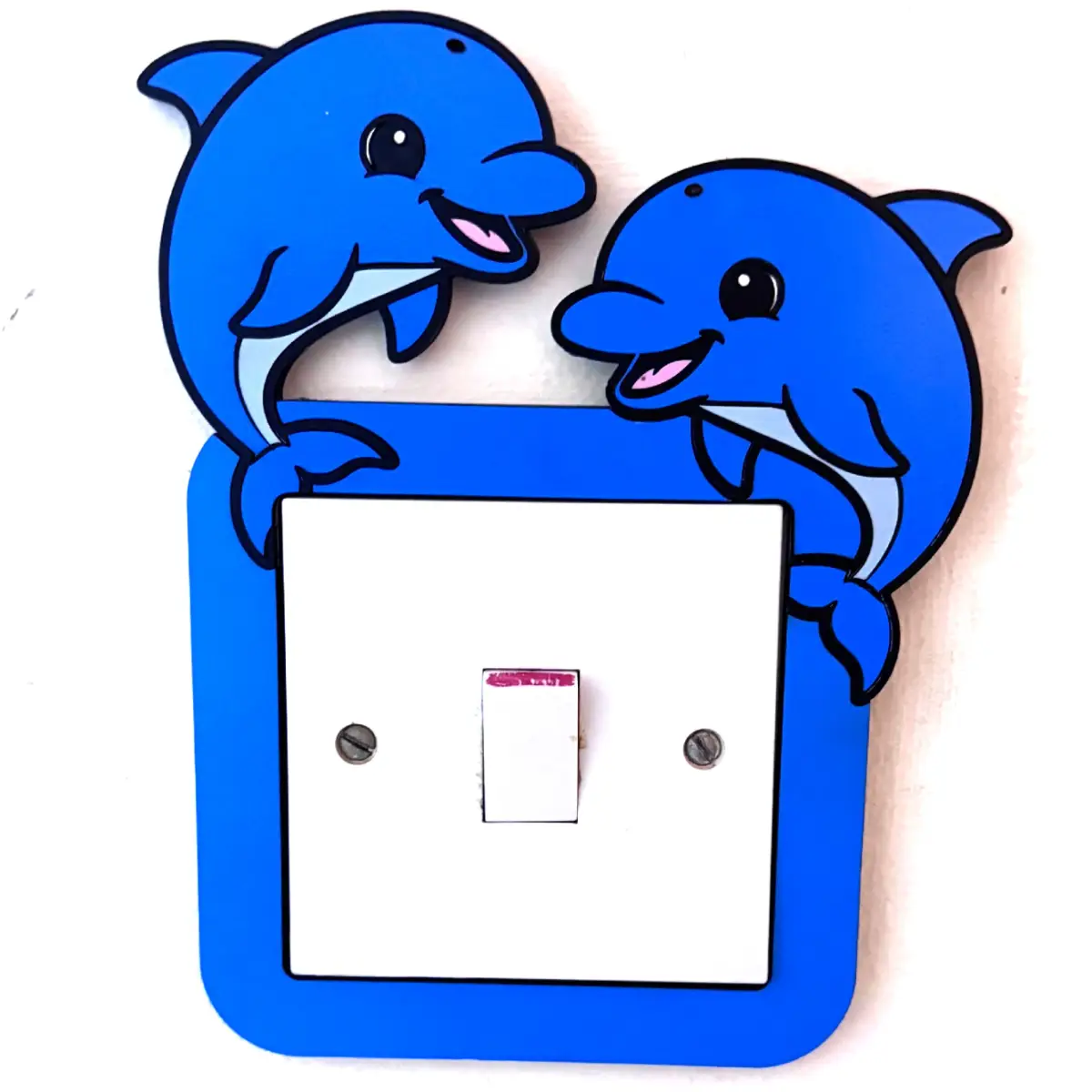 Cute Dolphin Inspired Light Switch Cover – Handmade Wooden Kids Bedroom Wall Decor