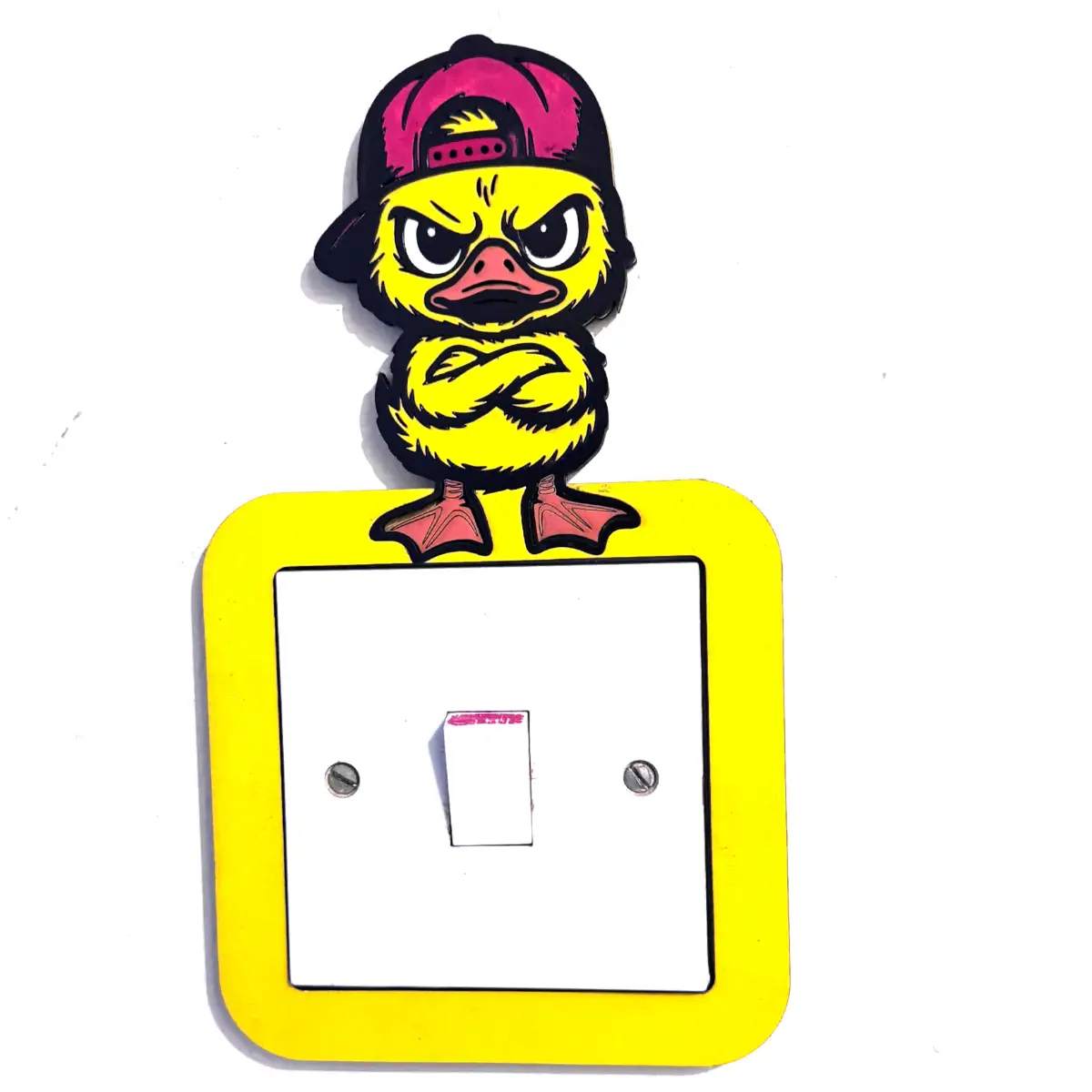 Angry Duck Wooden Light Switch Cover – Handmade Kids Bedroom & Gaming Room Wall Decor