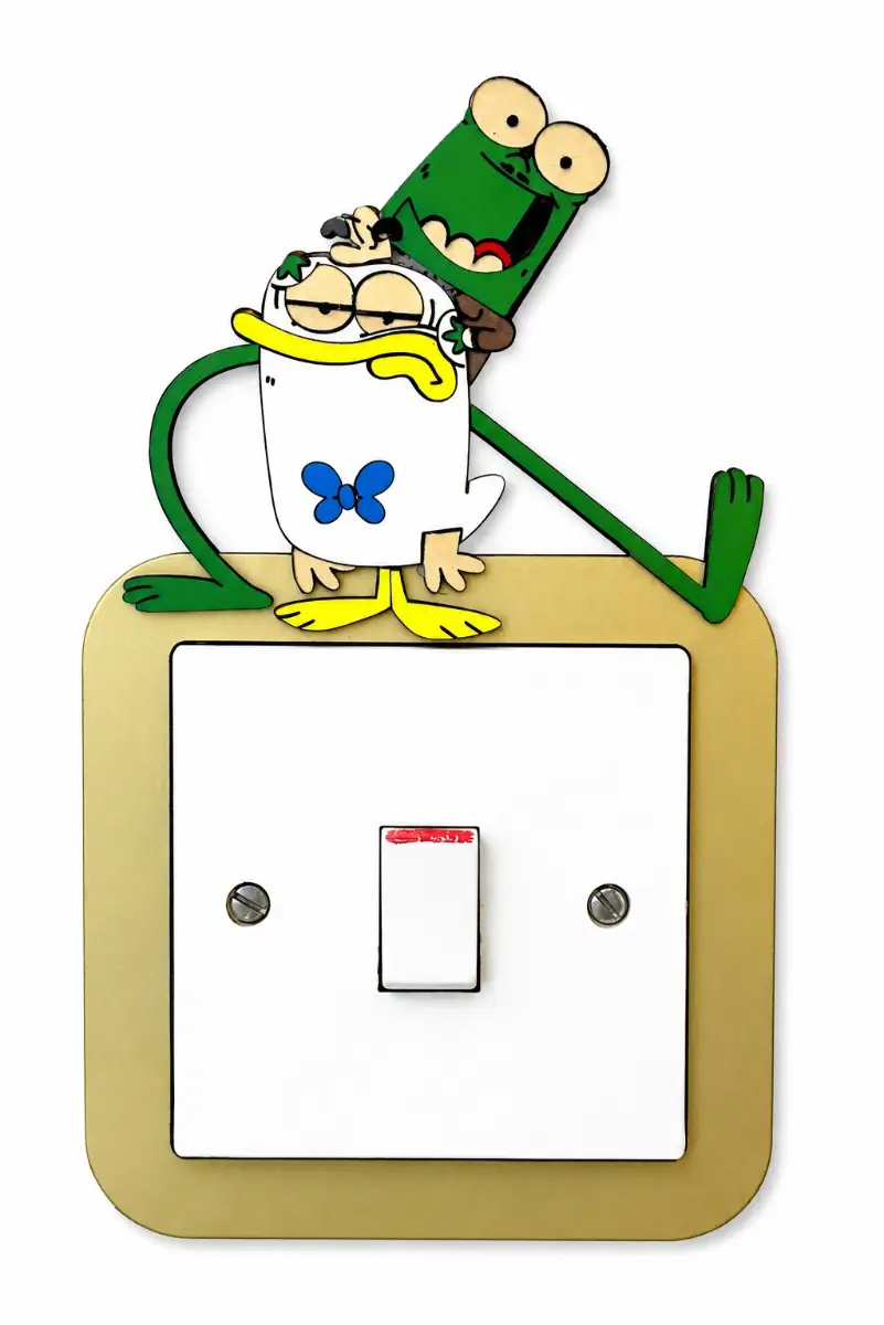 Duck & Frog Inspired Wooden Light Switch Cover – Handmade Kids Bedroom Wall Decor
