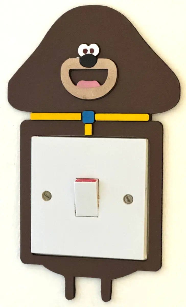 Cartoon Dog 2 Inspired Light Switch Cover – Handmade Wooden Kids Bedroom Wall Decor
