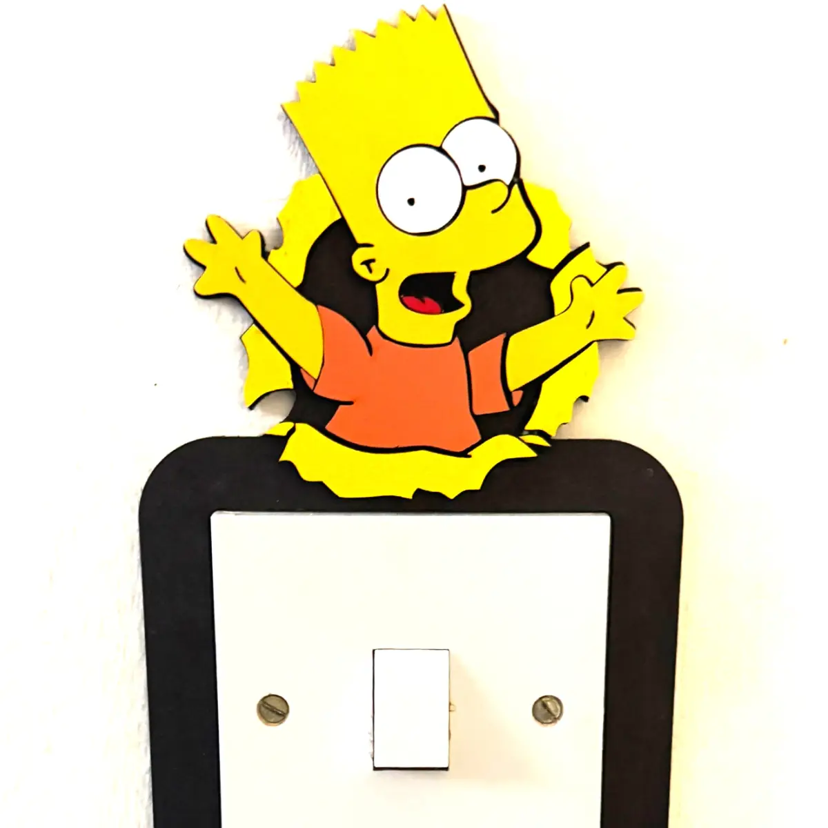 Bart Simpson Inspired Wooden Light Switch Cover – Handmade Cartoon Wall Decor | Fits UK Standard