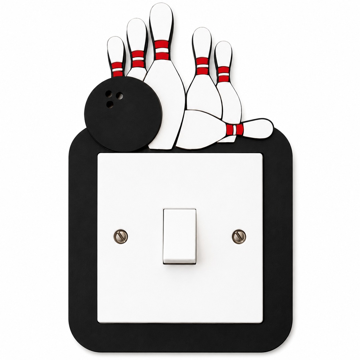 Bowling Light Switch Cover – Handmade Wooden Sports Bedroom Wall Decor