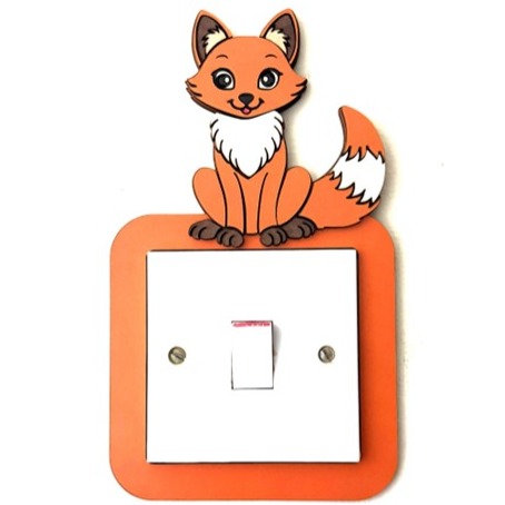 Cheeky Fox Wooden Light Switch Cover – Handmade Kids Bedroom Wall Decor
