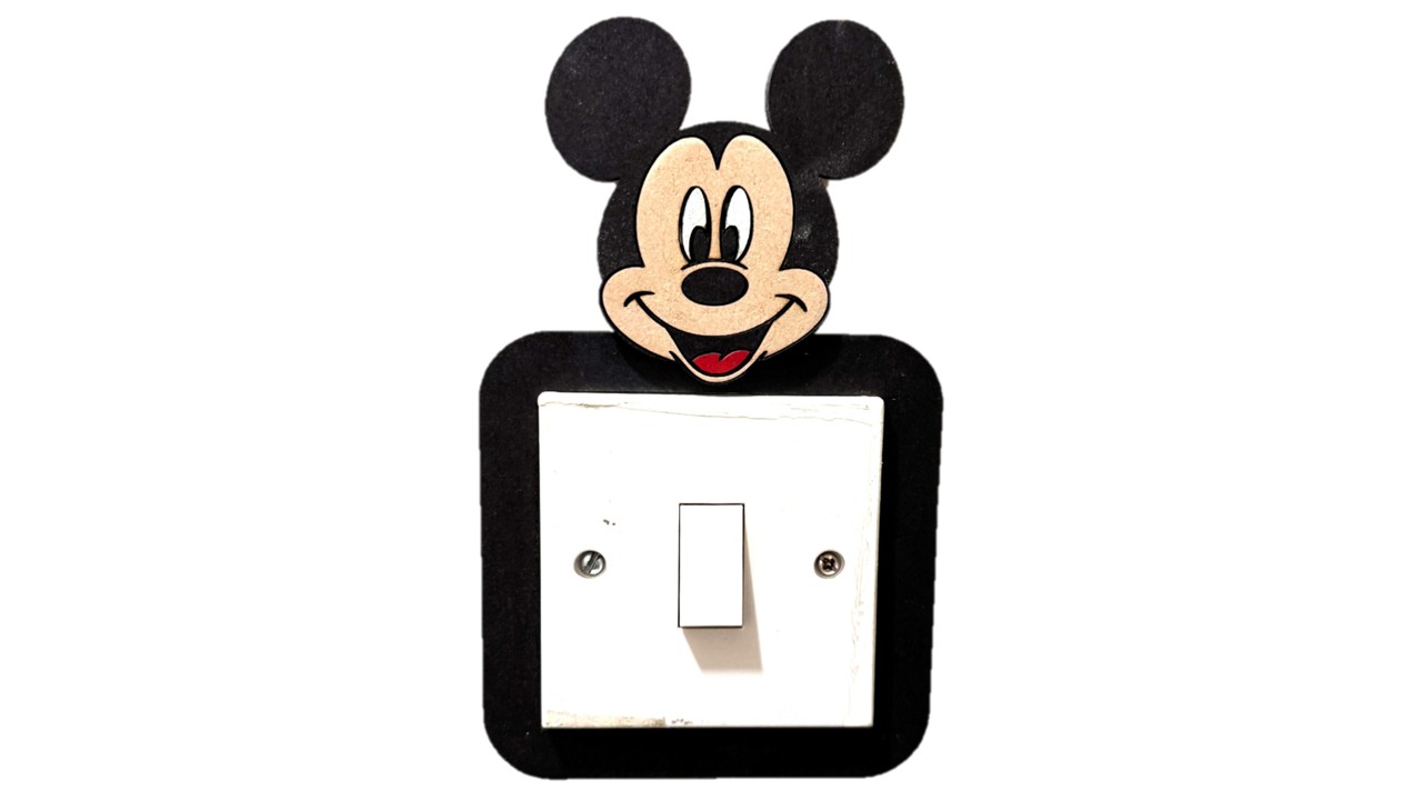 Cartoon Mouse 2 Inspired Wooden Light Switch Cover – Handmade Kids Bedroom Wall Decor