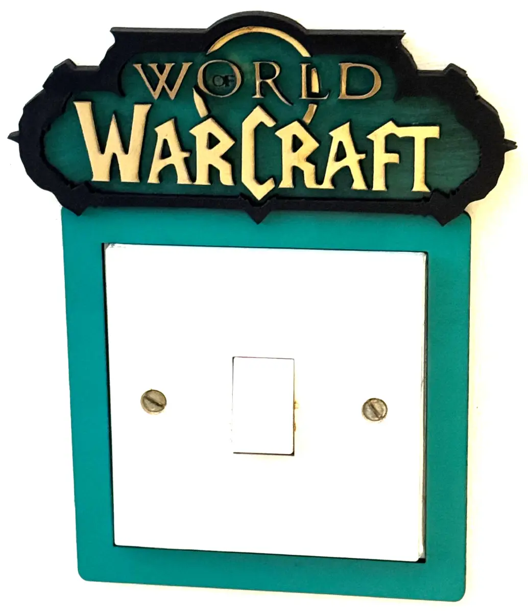 Fantasy MMORPG Inspired Light Switch Cover – Handmade Wooden Gaming Room Wall Decor