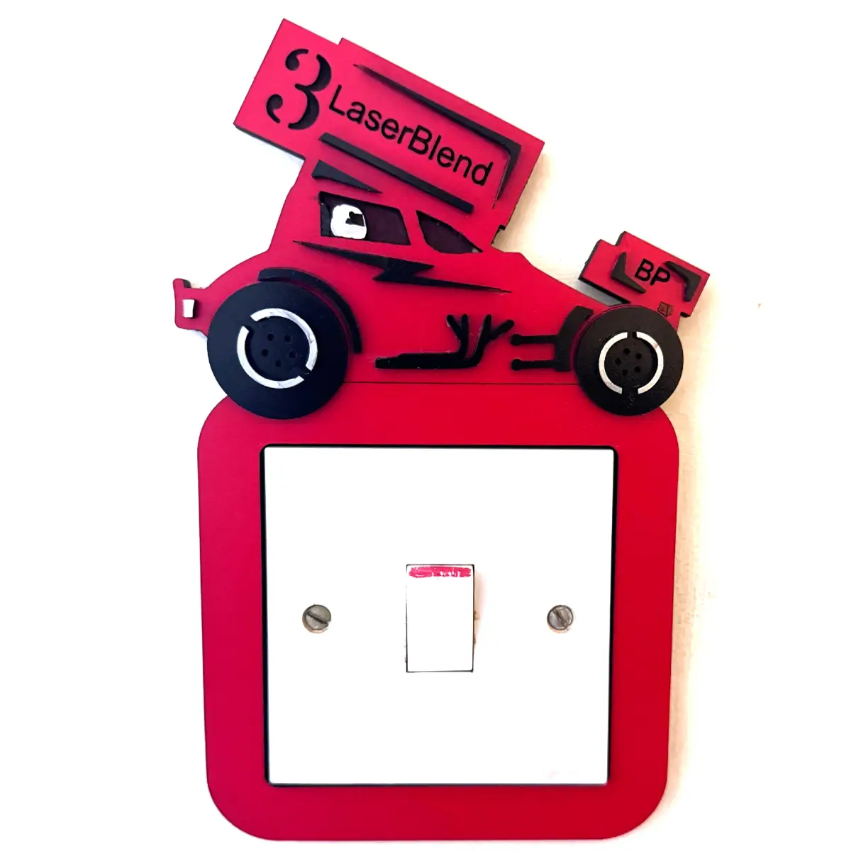 Banger Racing Light Switch Cover – Handmade Wooden Motorsport Bedroom Wall Decor | Fits UK Standard
