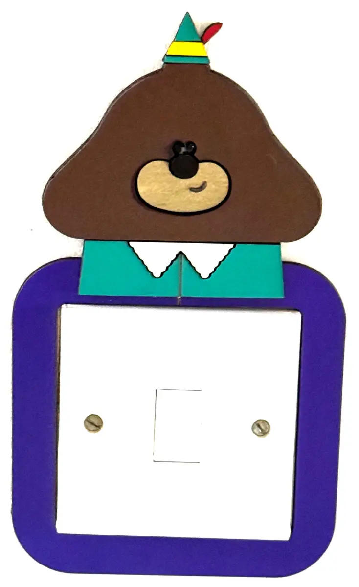 Cartoon Dog Inspired Light Switch Cover – Handmade Wooden Kids Bedroom Wall Decor