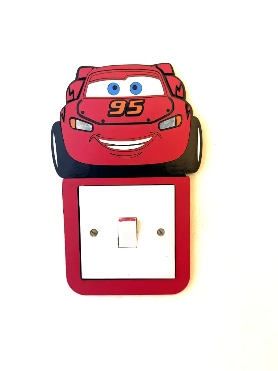 Disney Pixar Cars Inspired Wooden Light Switch Cover – Handmade Kids Bedroom Wall Decor