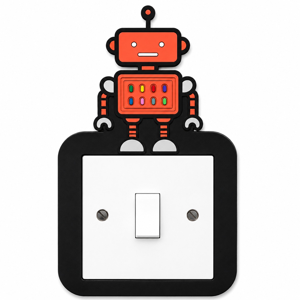 Cute Robot Inspired Light Switch Cover – Handmade Wooden Kids Bedroom Wall Decor