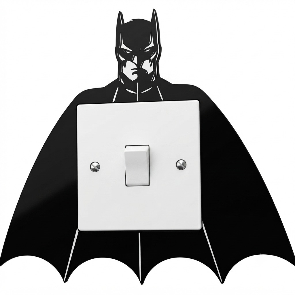 Dark Knight Hero Inspired Light Switch Cover – Handmade Wooden Kids Bedroom Wall Decor