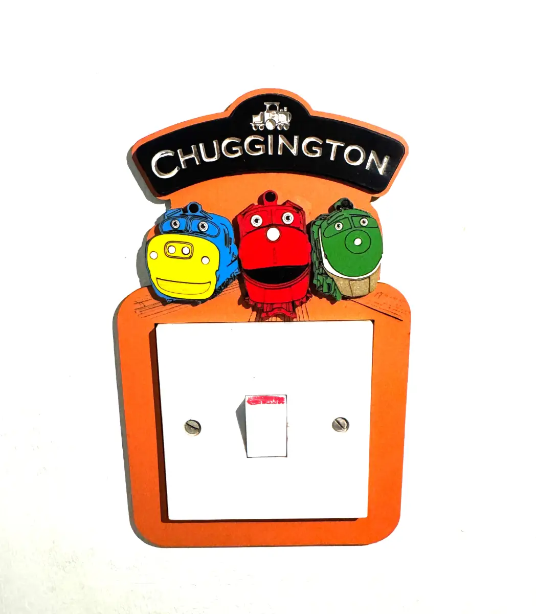 Chuggington Inspired Wooden Light Switch Cover – Handmade Kids Bedroom Wall Decor