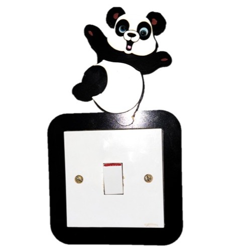 Dancing Panda Wooden Light Switch Cover – Handmade Kids Bedroom Wall Decor
