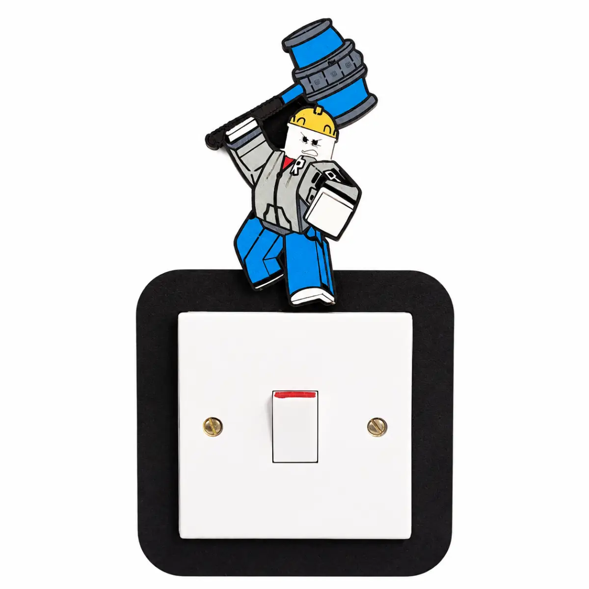 Builderman Inspired Handmade Wooden Light Switch Cover – Kids' Bedroom Wall Décor