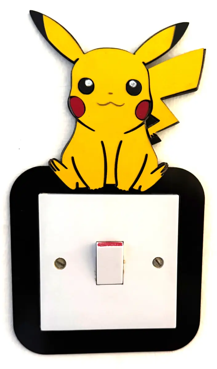 Cute Bubble Tea Mouse Inspired Light Switch Cover – Handmade Wooden Kids Bedroom Wall Decor