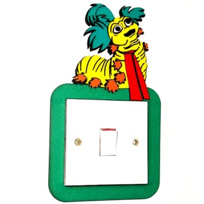 Caterpillar Wooden Light Switch Cover – Handmade Kids Bedroom Wall Decor