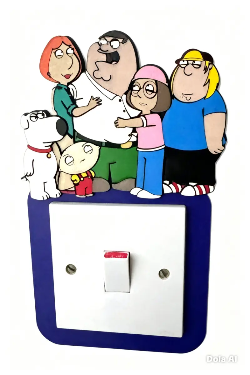 Family Guy Inspired Wooden Light Switch Cover – Handmade Home Wall Decor