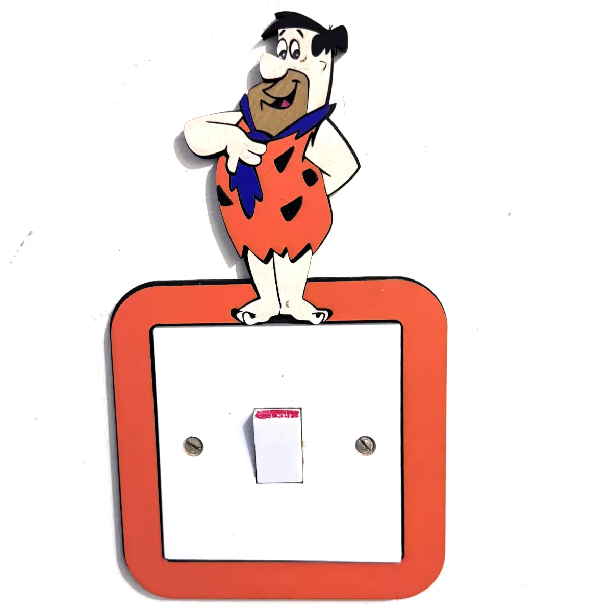 Fred Flintstone Inspired Light Switch Cover – Handmade Wooden Kids Bedroom Wall Decor