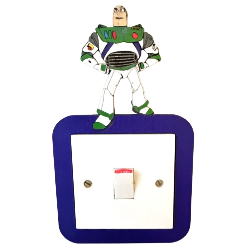 Space Ranger Inspired Light Switch Cover – Handmade Wooden Kids Bedroom Wall Decor