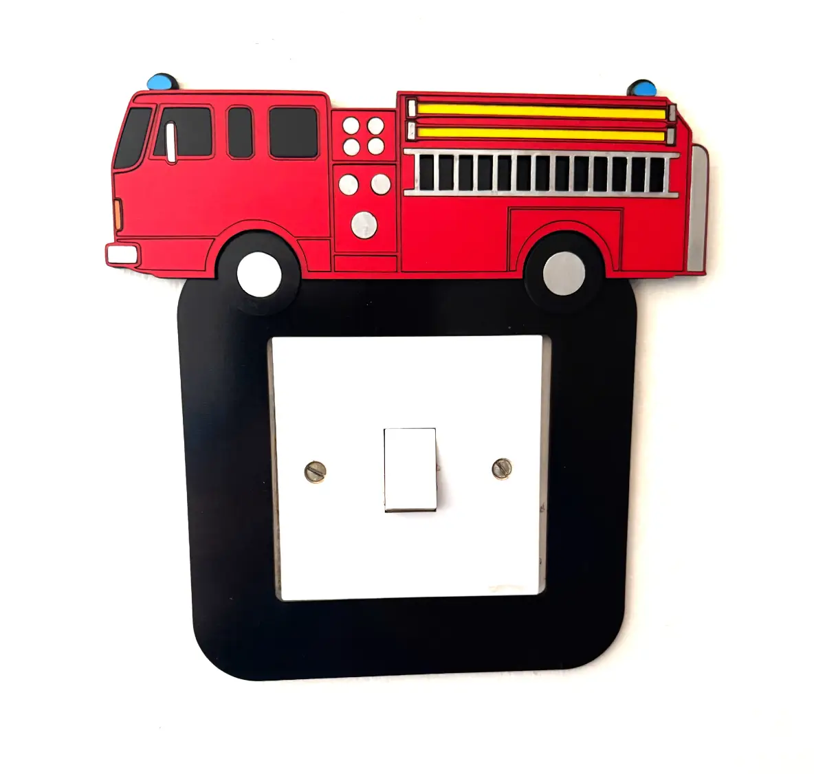 Fire Engine Light Switch Cover – Handmade Wooden Kids Bedroom Wall Decor