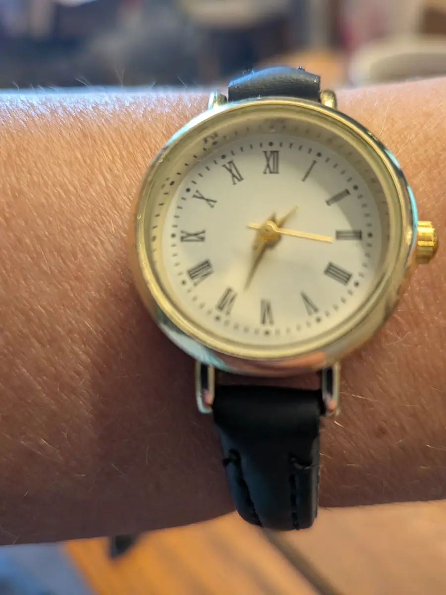 Classic Gold Tone Women's Watch - Black Strap & Roman Numeral Dial