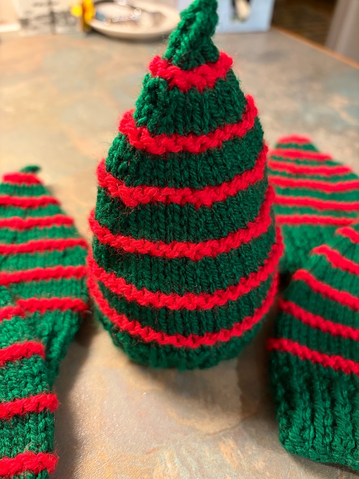 Christmas tree chocolate orange covers x 5 hand knitted