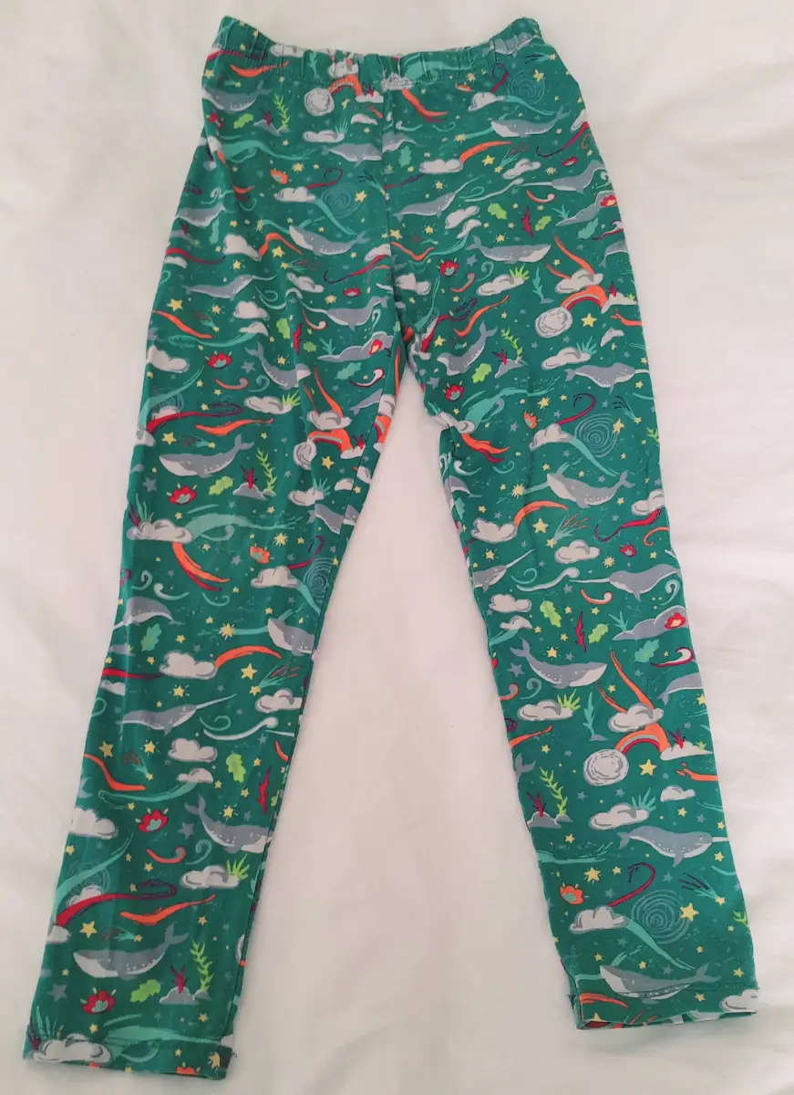 Frugi 6-7 years green sealife print leggings 100% organic cotton