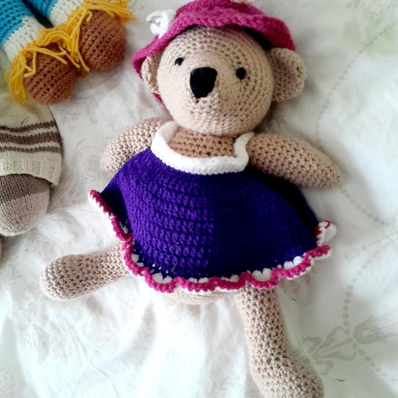 crochet knitted bear stuffed plush toy adorable large