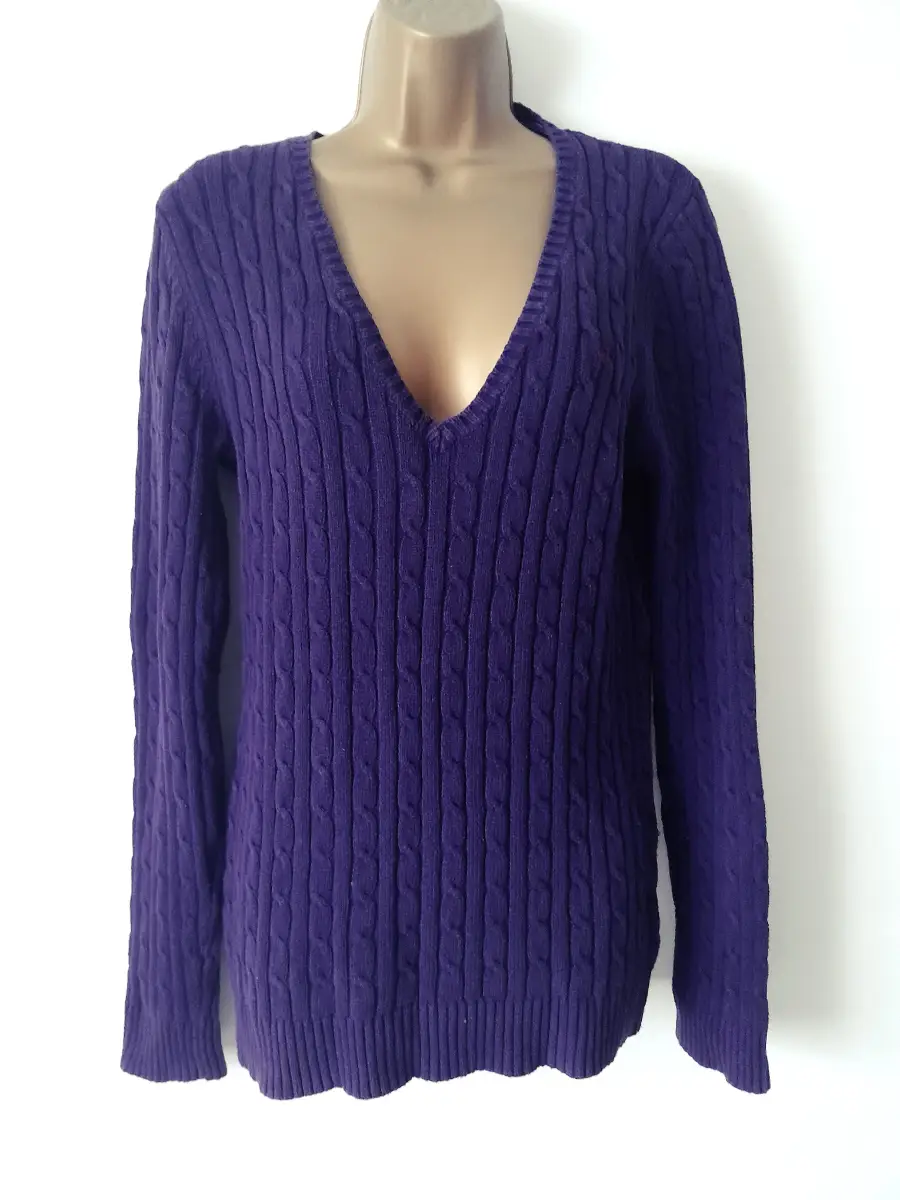 size 14 Crew clothing cotton cable knit jumper v neck