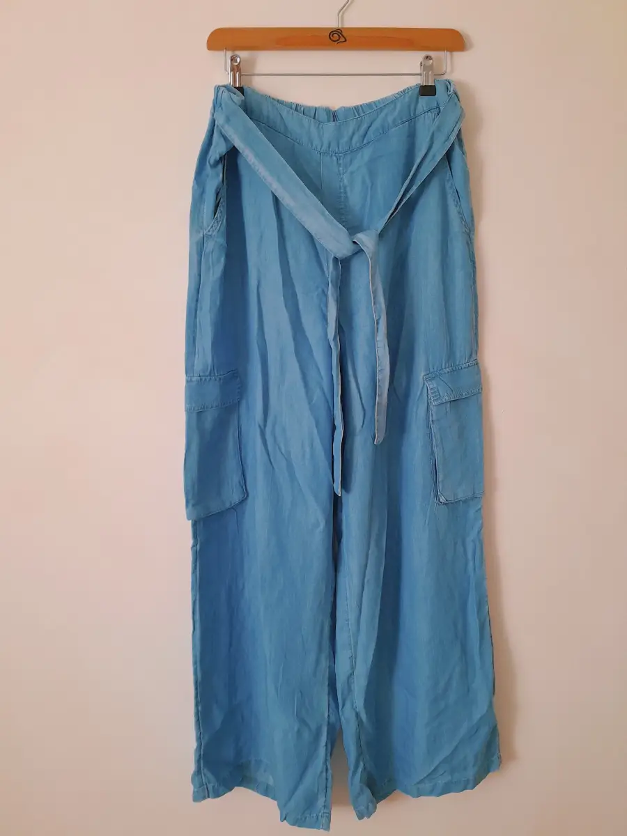 size 16 wide leg jogger jeans elasticated waist belted