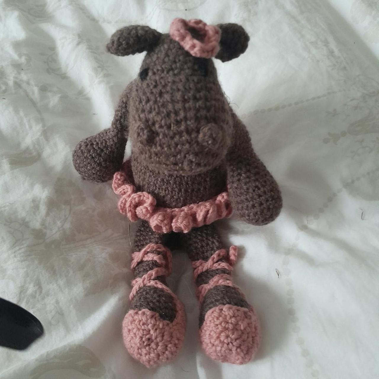 crochet stuffed hippo ballerina